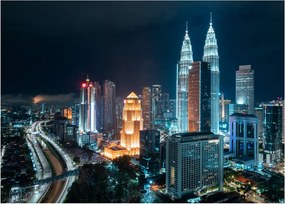 Sklenený obraz - Noc v Kuala Lumpur (70x50 cm)