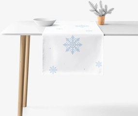 Goldea vianočný behúň na stôl 100% bavlnené plátno - modré vločky na bielej 20x120 cm