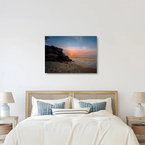 Sklenený obraz západu slnka na pláži (70x50 cm)