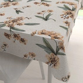 Biante Bavlnený obdĺžnikový obrus Sandra SA-624 Hnedé orchidey na bielom 50x100 cm