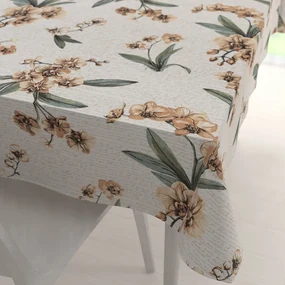 Biante Bavlnený obdĺžnikový obrus Sandra SA-624 Hnedé orchidey na bielom 50x100 cm