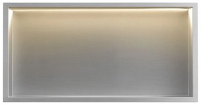 Rea Rea, LED polička na zapustenie 60x30x10 cm, 12W, 3000K, brúsená oceľ, REA-08544