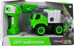 LEAN Toys RC skrutkovač na diaľkové ovládanie Green 2-in-1 Garbage Truck