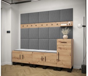 Predsieňová zostava Amanda 8 (dub artisan + tmavosivá). Vlastná spoľahlivá doprava až k Vám domov. 1085923