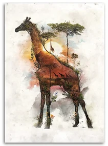 Gario Obraz na plátne Žirafa a Afrika v pozadí - Barrett Biggers Rozmery: 40 x 60 cm