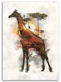 Gario Obraz na plátne Žirafa a Afrika v pozadí - Barrett Biggers Rozmery: 70 x 100 cm