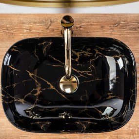 Rea Belinda Marble, umývadlo na dosku 47x34 cm, čierna lesklá-vzor Marble, REA-U8907
