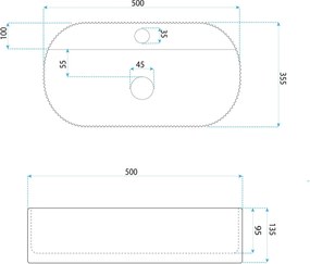 Rea Marcela Vanilla, umývadlo na dosku 500×355× 135 mm, béžová matná, REA-U3516