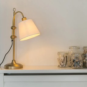 Klasická stolná lampa bronzová s bielym tienidlom - Ashley