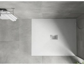 Mexen Hugo, obdĺžniková sprchová vanička SMC 110 x 100 cm, biela, oceľová krytka, 42101011-X