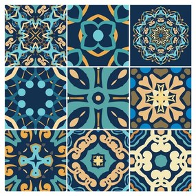 Sada 9 dekoratívnych samolepiek na stenu Ambiance Dizier, 15 × 15 cm