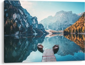 Obraz - Lode na jazere Braies (70x50 cm)