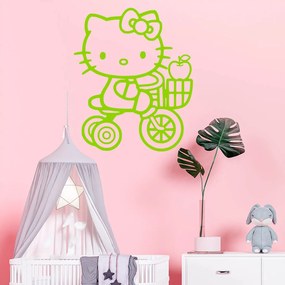 Veselá Stena Samolepka Mačička Hello Kitty Farba: zelená, Veľkosť: 100 x 83 cm