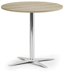 Konferenčný stolík AURA, priemer 80 cm, chróm podnož, dub prírodný