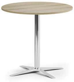 Konferenčný stolík AURA, priemer 80 cm, chróm podnož, dub prírodný