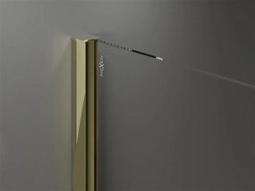 Mexen Velar, sprchový kút s posuvnými dverami 130(dvere) x 100(stena) cm, 8mm číre sklo, zlatá lesklá, 871-130-100-01-50