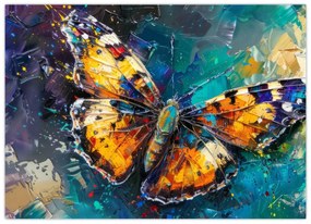 Sklenený obraz - Motýľ, olejomaľba (70x50 cm)