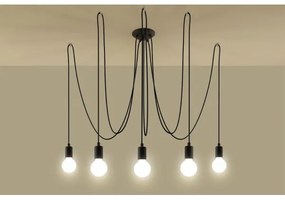 Sollux SL.0371 - Luster na lanku EDISON 5 5xE27/60W/230V pavúk čierna
