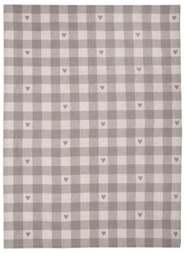 Béžovo-šedá károvaná utierka so srdiečkami Love It - 50*70 cm
