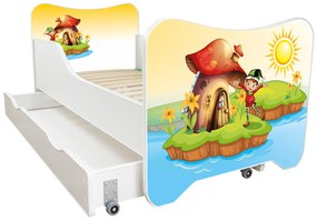 TOP BEDS Detská posteľ Happy Kitty 140x70 Elf so zásuvkou