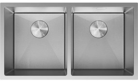 Mexen Binox, 2-komorový nerezový drez 800 x 450 mm, brúsena oceľ, vzor voština, 6421802000-01HC