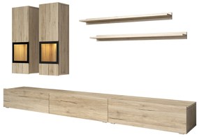 Štýlová obývacia stena Baros - dub san remo svetlý / čierna