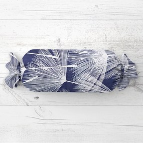 Biante Vankúš valec bonbon Sandra SA-414 Biele abstraktné páperie na modrom 15x40 cm