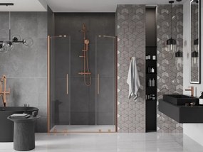 Mexen Velar Duo, posuvné dvere do otvoru 150x200 cm, 8mm číre sklo, medená matná, 871-150-000-02-65
