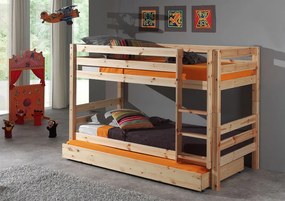 Poschodová postel z masívu so zásuvkou borovica prírodná 140cm 90x200cm