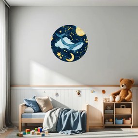 PIPPER. Veľryba na hviezdnej oblohe - textilná nálepka na stenu Veľkosť: 60 cm