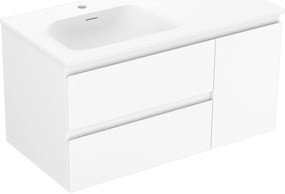 Mexen Orio, kúpeľňová skrinka 90 cm s umývadlom Vela vľavo, 2S, 1D, biela matná, 91A13-09047-3-BBFFFF01-W23L01