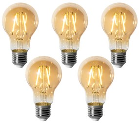 Sada 5 ks E27 dimbare LED lamp A60 goud 3W 250 lm 2200K