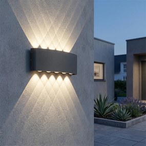 Vonkajšia nástenná lampa tmavosivá vrátane LED 10-svetlo IP54 - Silly