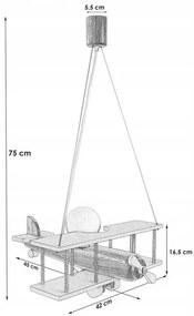 HELLUX Detský luster LIETADLO VEĽKÉ E27 čierna / biela 1041139