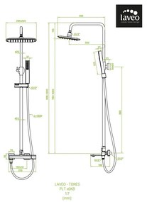 Laveo Tores, nástenná sprchová súprava s otočnou vaňovou výlevkou, grafitová, LAV-PLT_90KB
