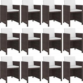 vidaXL 13-dielna sada záhradného nábytku s vankúšmi, Pe ratan, hnedá