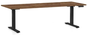 Výškovo nastaviteľný stôl OfficeTech C, 200 x 80 cm, čierna podnož, dub silverjack