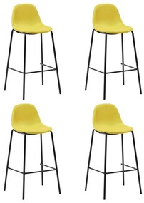 Barové stoličky 4 ks, žlté, látka