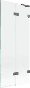 Mexen Lunar L, 2-krídlová vaňová zástena pravá 80 x 150 cm, číre sklo, grafitová, 897L-080-100-95-00-P