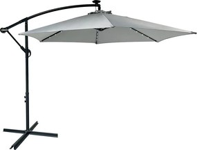 Veľký polohovateľný slnečník AVENBERG SUNNY LED 300, priemer 3M, sivá