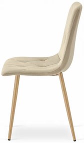 Set troch jedálenských stoličiek LIBRA zamatové svetlobéžové / drevené nohy (3 ks)