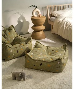 Zelený detský sedací vak z textílie buklé/ženilkový Terrazzo Square – Wigiwama