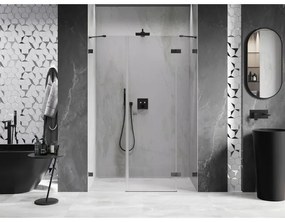 Mexen Lunar, pravé otočné sprchové dvere 150 cm, 8mm číre sklo, brúsený grafit profil, 834S-150-050-66-00-P