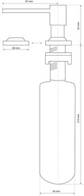 Gamma Quatro, dávkovač saponátu pre kuchynský drez 300ml, zlatá lesklá, GMA-DOK-GD