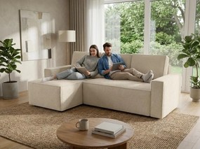 Rozkladacia obojstranná sedacia súprava do L SMART BOUCLE 232x143 cm, krémová