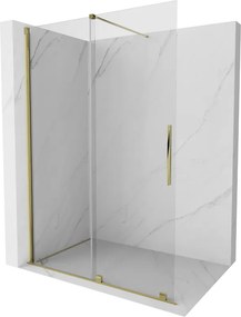 Mexen Velar, posuvné dvere do otvoru typ Walk-In 150 cm, 8mm číre sklo, zlatá lesklá, 871-150-000-03-50
