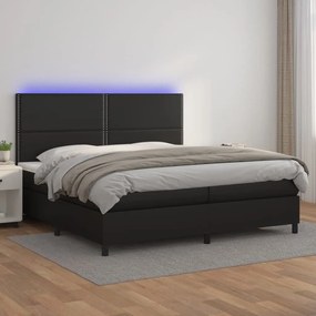 Boxspring posteľ s matracom a LED čierna 200x200 cm umelá koža 3135903