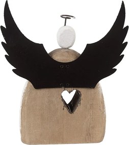 Dekorácia drevená figúrka anjel so srdiečkom Angel Rustic L - 19*6*21 cm