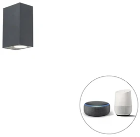 Inteligentná nástenná lampa tmavosivá IP44 vrátane 2 Wifi GU10 - Baleno