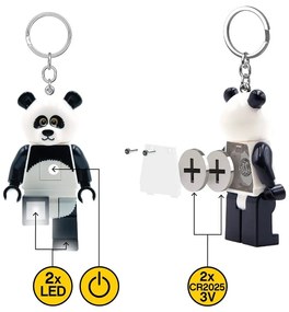 Čierno-biela kľúčenka so svietidlom Iconic Panda – LEGO®